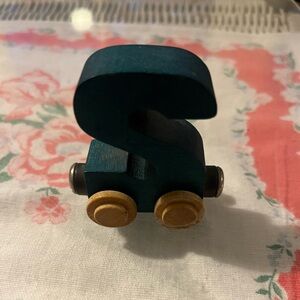Wooden Toy Car with Letter 'S' - Blue